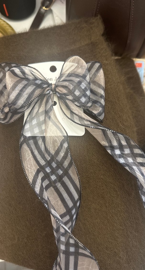 Kahverengi Ekose Fiyonk Saç Aksesuarı - Görsel 2