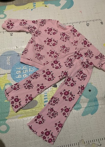 Orj zara Pembe Çiçekli Örme Bebek Kız Takımı