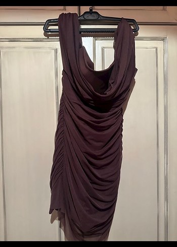 Zara Drapeli Straplez Kahverengi Mini Elbise
