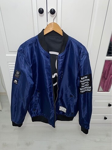 l Beden lacivert Renk cift taraflı unisex bomber