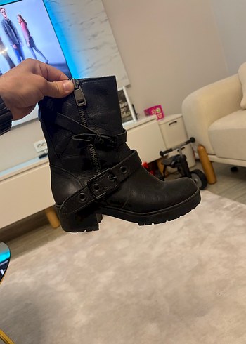 Siyah Deri Tokalı Biker Bot hotiç - Görsel 4