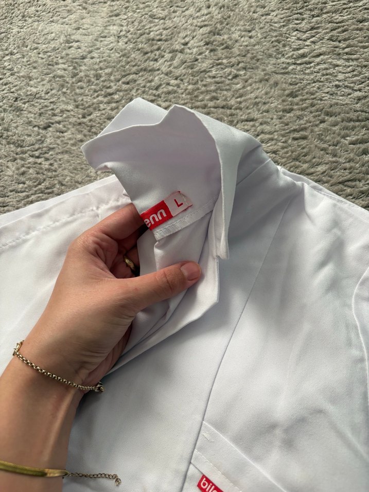 Düz beyaz önlük - Görsel 2