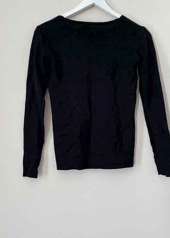 Düğmeli Siyah V Yaka Kadın Hırka - Görsel 5