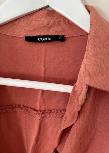 Düğmeli Bej Keten Kadın Gömlek - Görsel 4