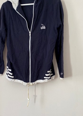 Fermuarlı Kapüşonlu Lacivert Kadın Ceket - Görsel 3