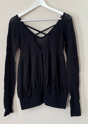 Uzun Kollu V Yakalı Siyah Triko Kazak - Görsel 4