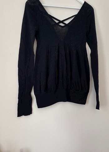 Uzun Kollu V Yakalı Siyah Triko Kazak - Görsel 2