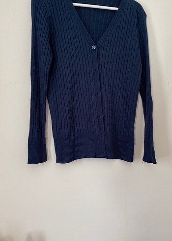 Kadın Lacivert V Yaka Triko Hırka - Görsel 2