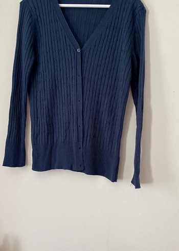 Kadın Lacivert V Yaka Triko Hırka - Görsel 3