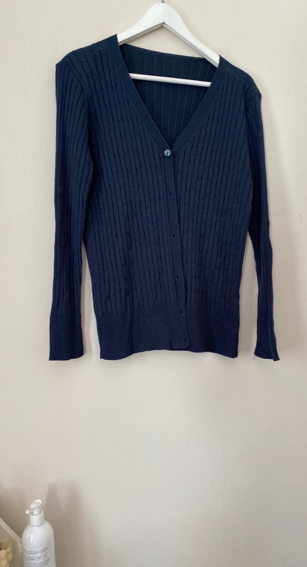 Kadın Lacivert V Yaka Triko Hırka - Görsel 2