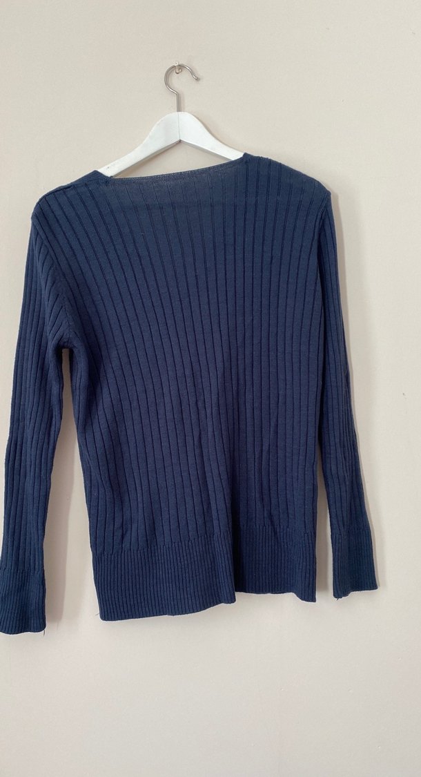 Kadın Lacivert V Yaka Triko Hırka - Görsel 4