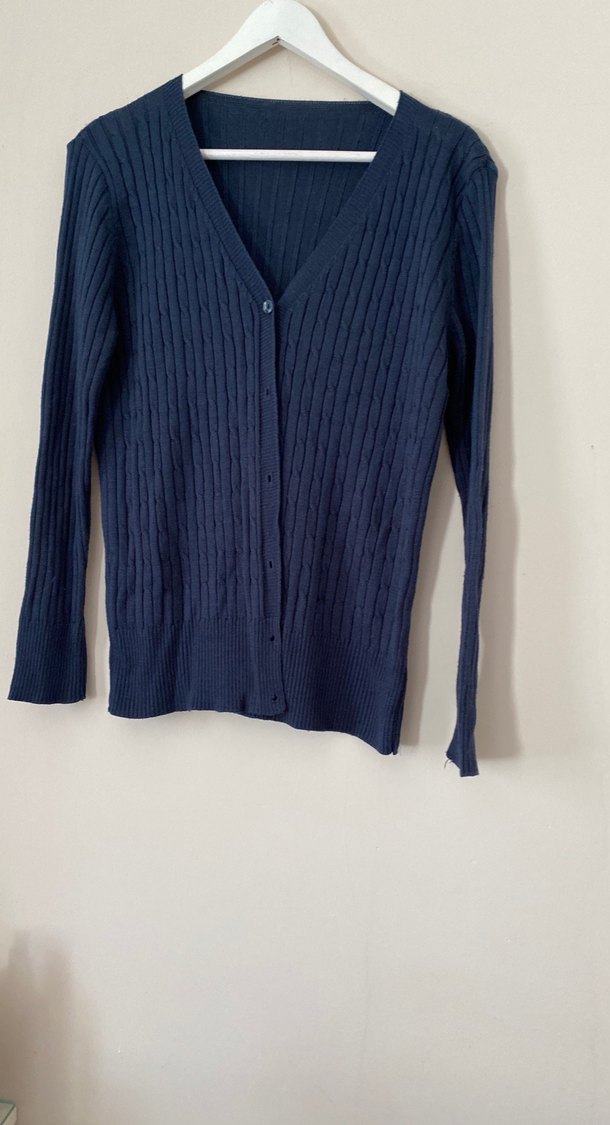 Kadın Lacivert V Yaka Triko Hırka - Görsel 3