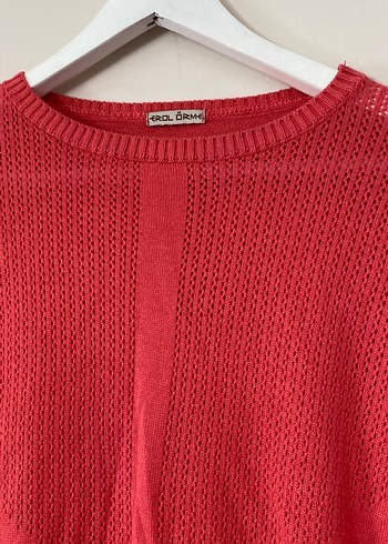 Kırmızı Örgü Kadın Triko - Görsel 4