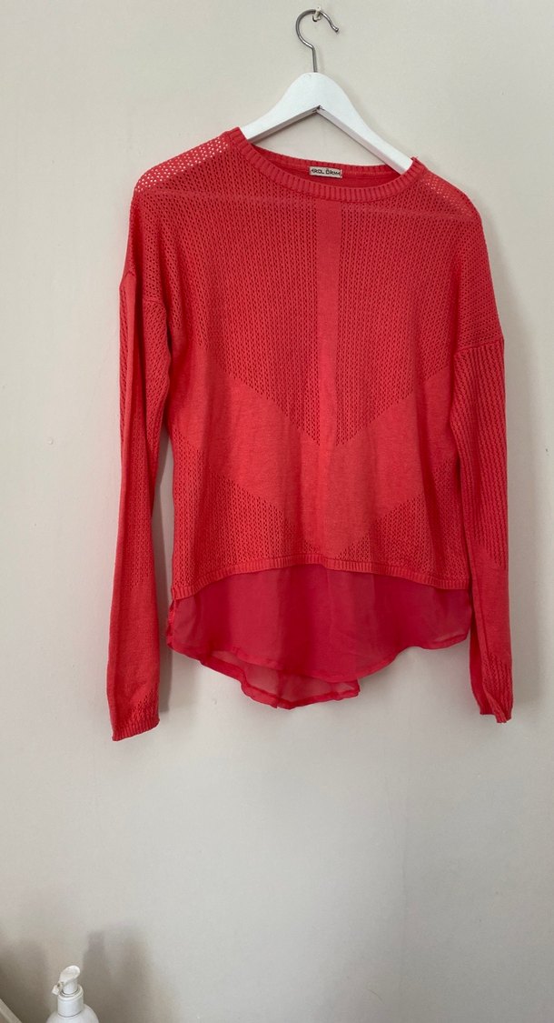 Kırmızı Örgü Kadın Triko - Görsel 2