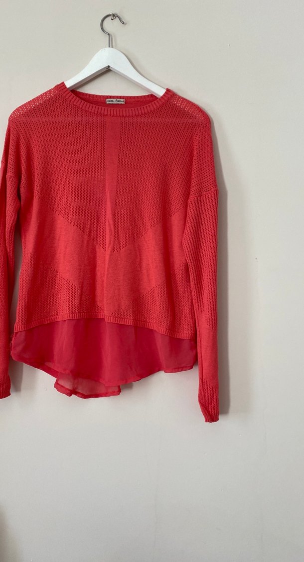 Kırmızı Örgü Kadın Triko - Görsel 3