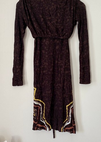 Uzun Kollu Kahverengi Bohem Hamile Tuniği - Görsel 6