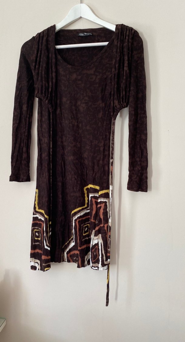 Uzun Kollu Kahverengi Bohem Hamile Tuniği - Görsel 3