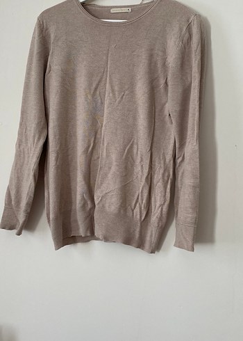 Bej Kadın Uzun Kollu Keten Kazak - Görsel 3