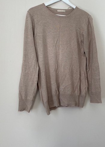 Bej Kadın Uzun Kollu Keten Kazak - Görsel 2