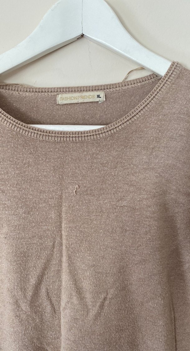 Bej Kadın Uzun Kollu Keten Kazak - Görsel 4