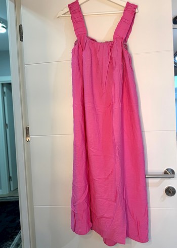 Pembe  Uzun Askılı Elbise - Görsel 5