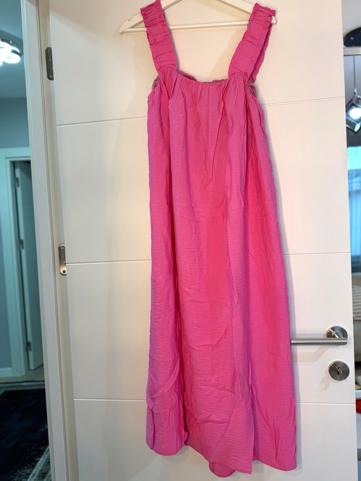 Pembe  Uzun Askılı Elbise - Görsel 5