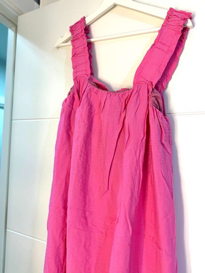 Pembe  Uzun Askılı Elbise - Görsel 4