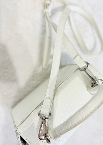 Beyaz Deri Yılan Desenli Kadın Çanta - Görsel 4
