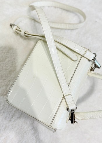 Beyaz Deri Yılan Desenli Kadın Çanta - Görsel 3