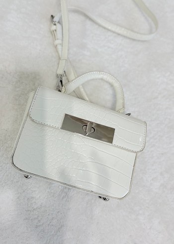 Beyaz Deri Yılan Desenli Kadın Çanta - Görsel 2