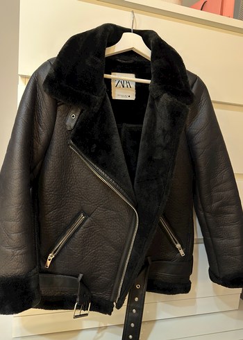 Siyah Kürklü Deri Biker Ceket - Görsel 8