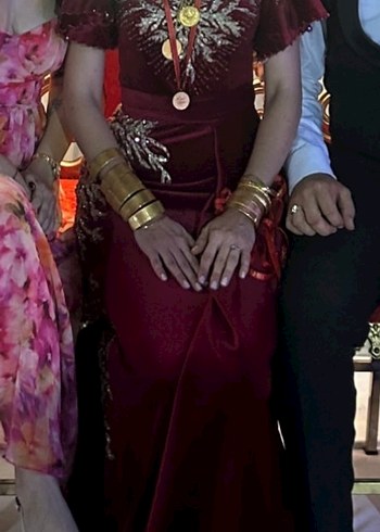 Aysira Bordo işlemeli kare yaka bindallı