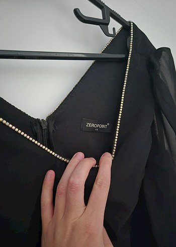 Siyah Uzun Kollu V Yaka Uzun Elbise - Görsel 3