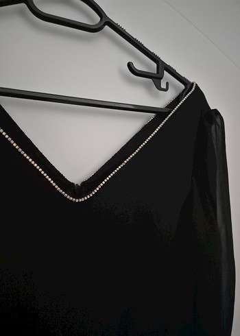 Siyah Uzun Kollu V Yaka Uzun Elbise - Görsel 5