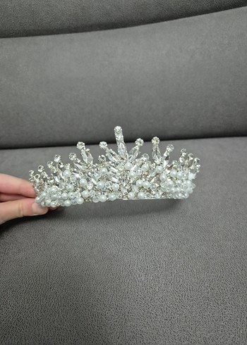 İnci ve Kristal Boncuklu Gelin Tacı - Görsel 3