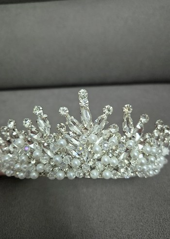 İnci ve Kristal Boncuklu Gelin Tacı - Görsel 2