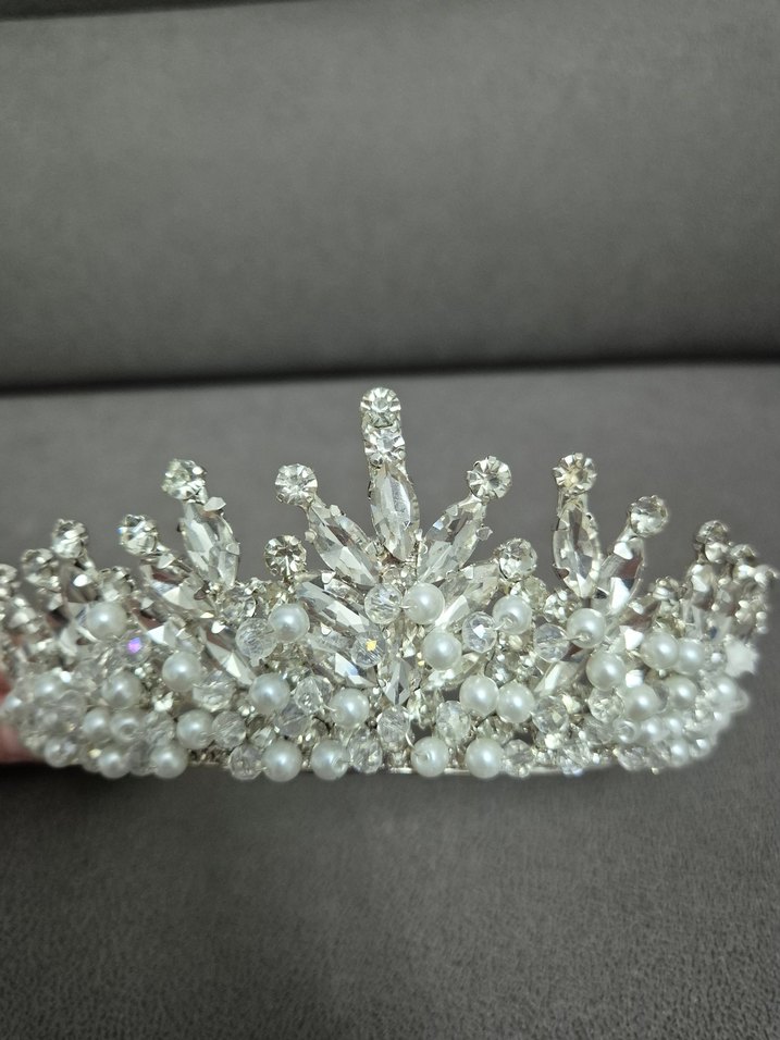 İnci ve Kristal Boncuklu Gelin Tacı - Görsel 2