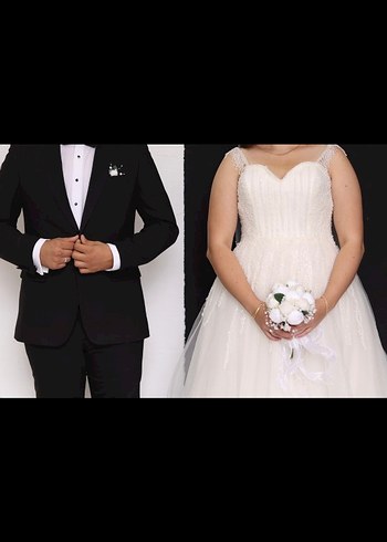 Beyaz Uzun A Kesim askılı gelinlik - Görsel 19