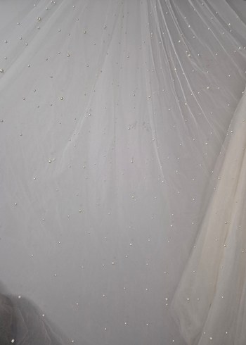 Beyaz Uzun A Kesim askılı gelinlik - Görsel 15