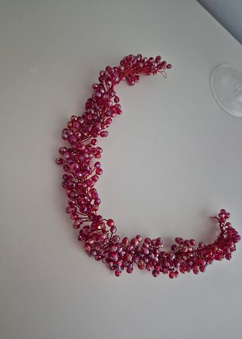 Bordo Boncuklu  Saç Aksesuarı - Görsel 3