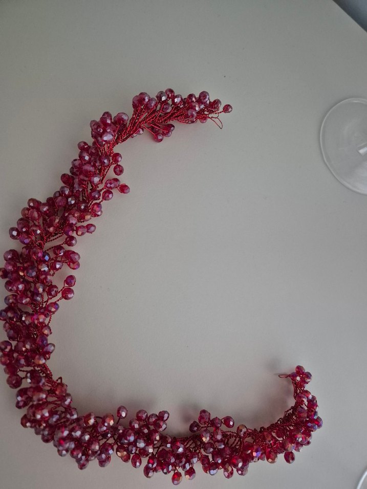 Bordo Boncuklu  Saç Aksesuarı - Görsel 2