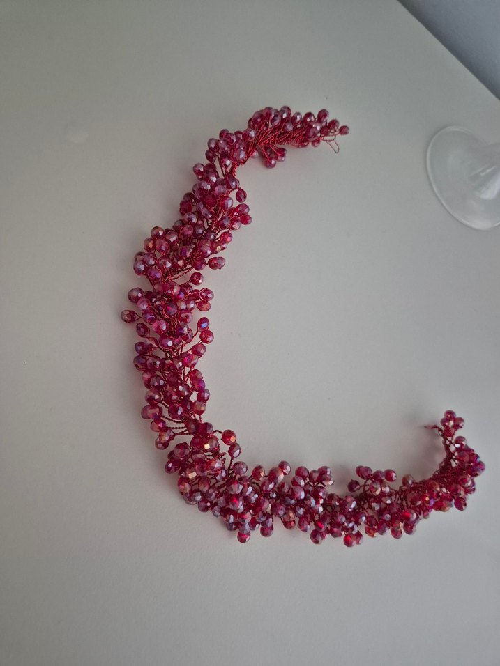 Bordo Boncuklu  Saç Aksesuarı - Görsel 3