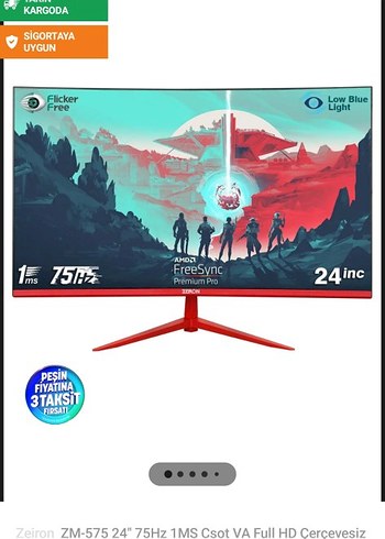 zeiron gaming monitor - Görsel 8