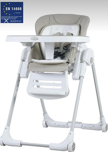 Gri Beyaz Bebek Mama Sandalyesi EN14988