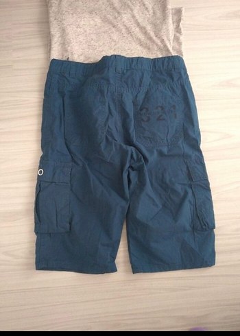 12-13 Yaş Beden Erkek Gri Denim Rahat Kesim Şort