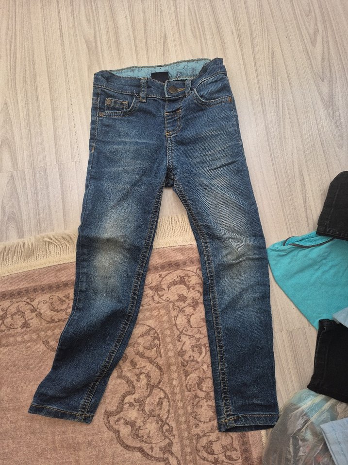 Erkek Çocuk Kot Pantolon - Düğmeli, Koyu Mavi - Görsel 3