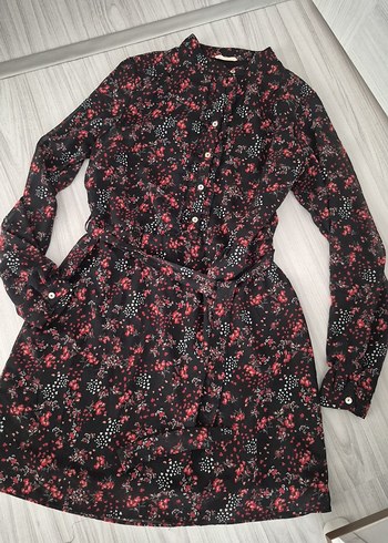 Bordo Çiçekli Bohem Uzun Kollu Elbise - Görsel 4