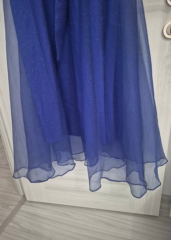 Uzun Kollu Lacivert Vintage Abiye Elbise - Görsel 6