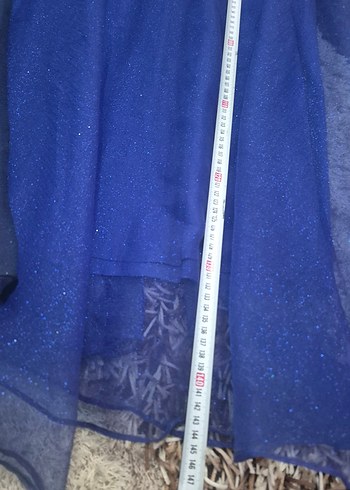 Uzun Kollu Lacivert Vintage Abiye Elbise - Görsel 11