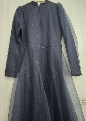 Kadın Lacivert Uzun Kollu Uzun Abiye Elbise - Görsel 8